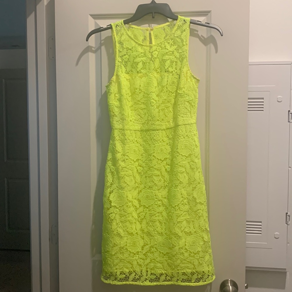 J Crew canary yellow floral patterned dress